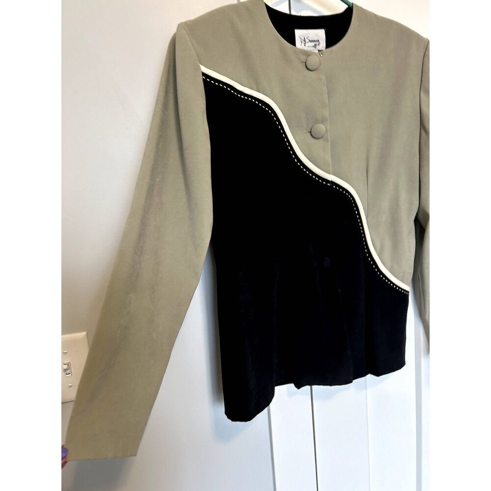VINTAGE DJ SUMMERS Faux Suede Women's Blazer Jacket Button Up 1980s Office Sz 8 - Picture 4 of 14